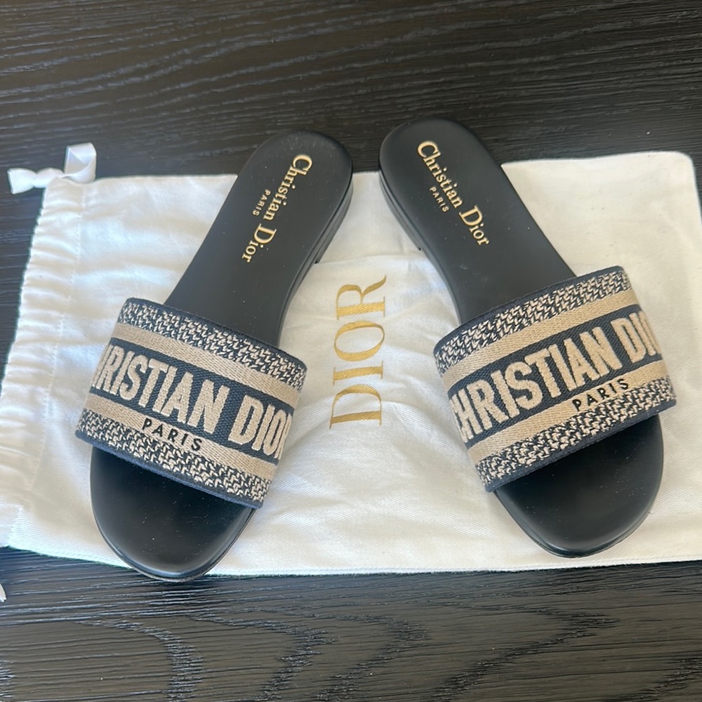 Dior Elegant Black and Tan Sandals